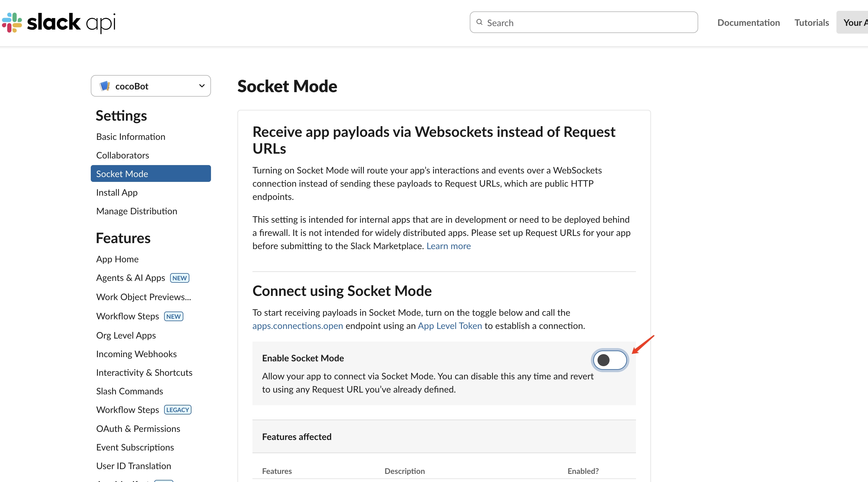 Enable Socket Mode